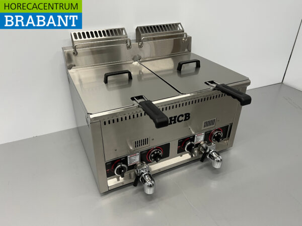 Friteuse double en acier inoxydable 2 x 21 litres PROPAAN gas Catering – Image 2