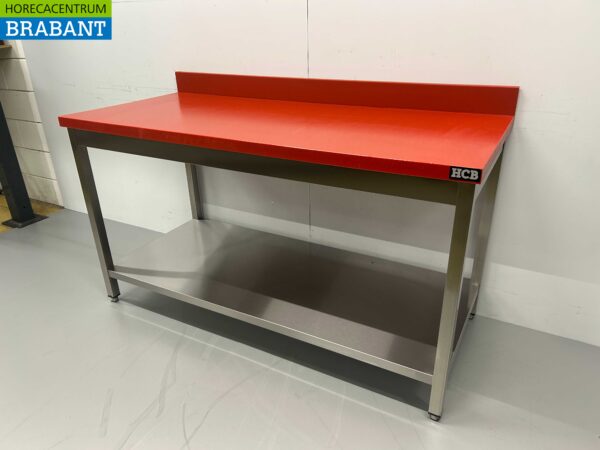 Acier inoxydable HCB Polyéthylène PE Table de découpe Table de travail Premium-line 160 cm Restauration Boucherie – Image 2
