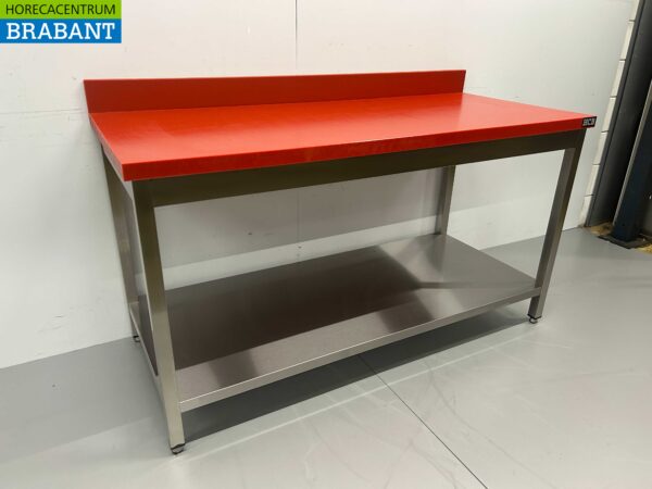 Acier inoxydable HCB Polyéthylène PE Table de découpe Table de travail Premium-line 160 cm Restauration Boucherie – Image 3