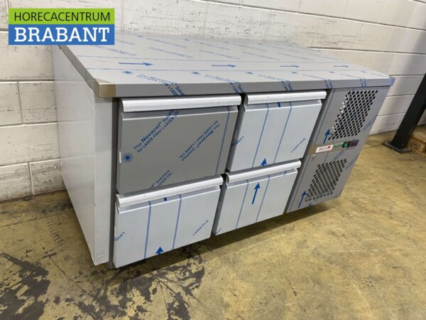 Acier inoxydable Tecnodom Tavolo Établi réfrigéré 4 tiroirs 142 cm 230V Horeca – Image 3