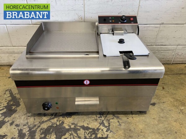 Plaque de cuisson en acier inoxydable avec friteuse 8 litres 230V Horeca