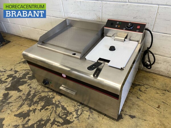 Plaque de cuisson en acier inoxydable avec friteuse 8 litres 230V Horeca – Image 3