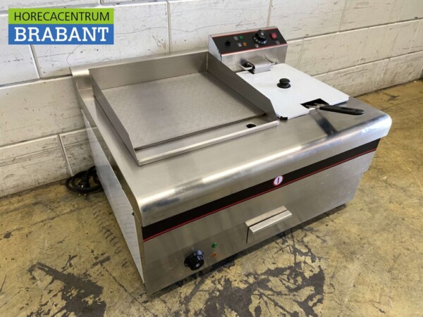 Plaque de cuisson en acier inoxydable avec friteuse 8 litres 230V Horeca – Image 4