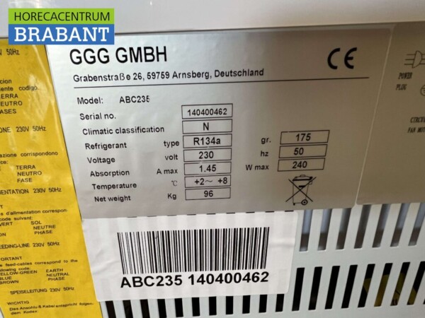 GGG Vitrine réfrigérée 235 litres 230V Horeca – Image 6