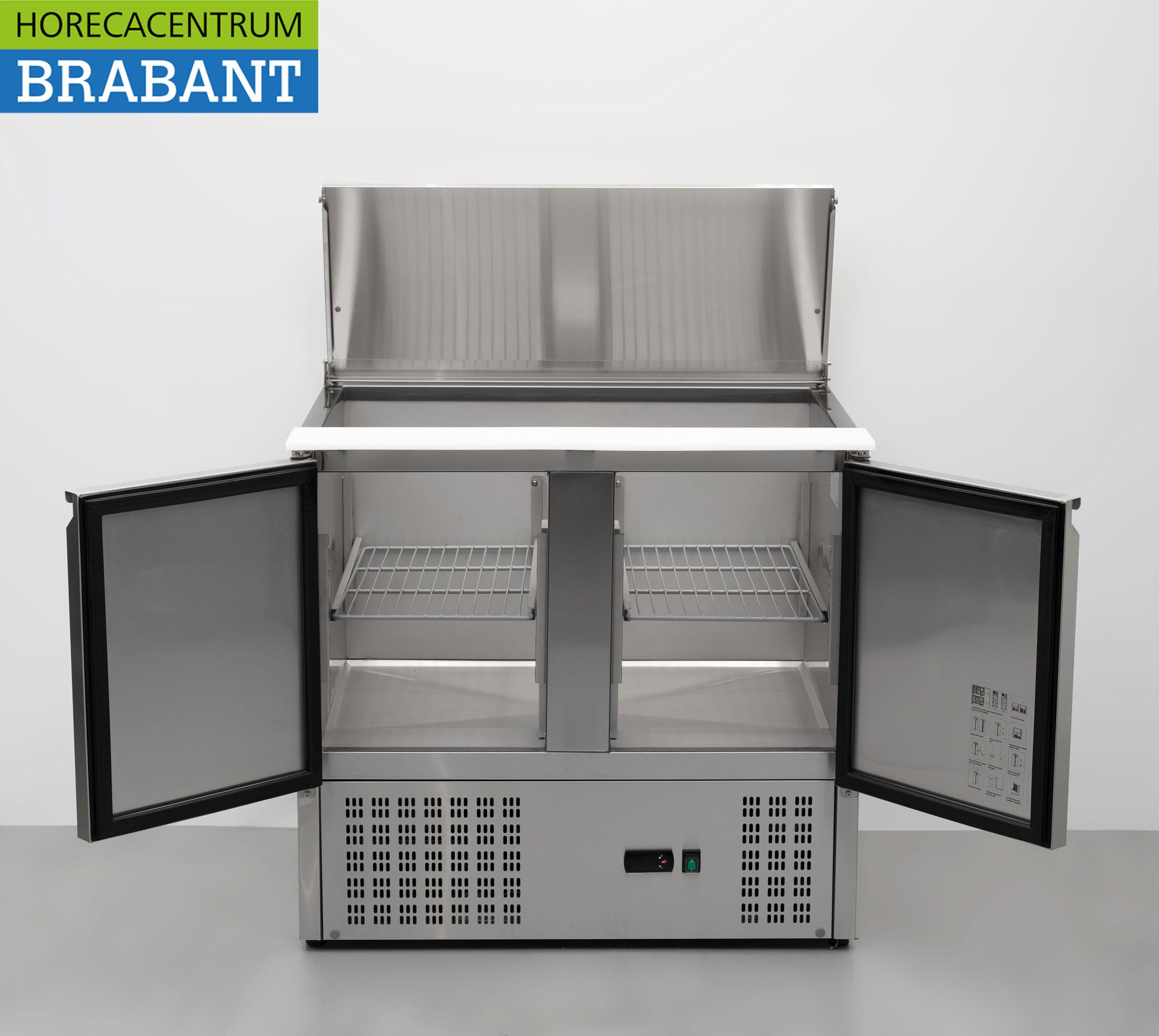 HCB inox Saladette Réfrigérée Comptoir 2 portes 1/1 GN 90 cm 230V Horeca – Image 4