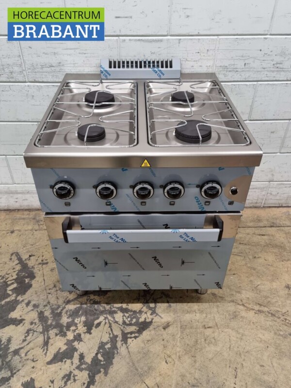 Acier inoxydable MBM Dexion Cuisinière à gaz 4 feux avec four à gaz 70 cm GAS Horeca