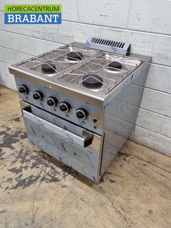 Acier inoxydable MBM Dexion Cuisinière à gaz 4 feux avec four à gaz 70 cm GAS Horeca – Image 5