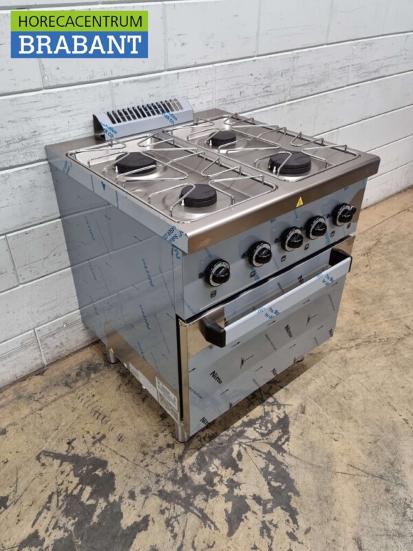 Acier inoxydable MBM Dexion Cuisinière à gaz 4 feux avec four à gaz 70 cm GAS Horeca – Image 4