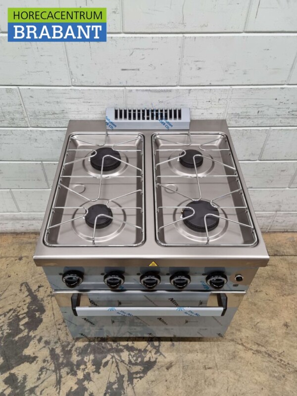 Acier inoxydable MBM Dexion Cuisinière à gaz 4 feux avec four à gaz 70 cm GAS Horeca – Image 3
