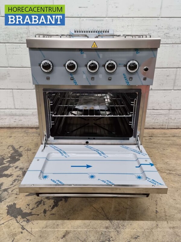 Acier inoxydable MBM Dexion Cuisinière à gaz 4 feux avec four à gaz 70 cm GAS Horeca – Image 2
