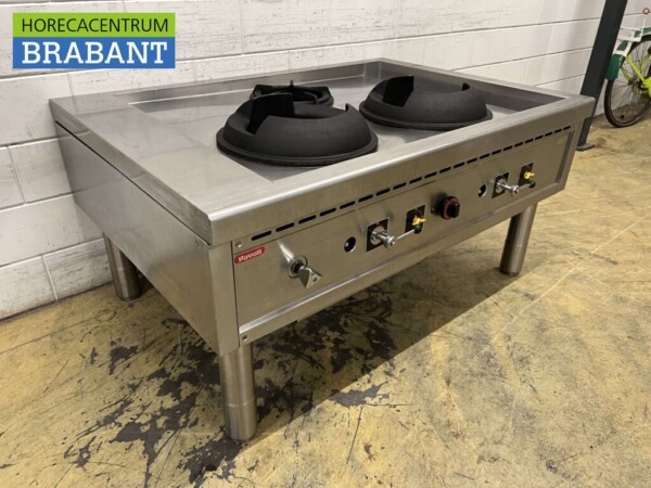 Table wok Nayati en acier inoxydable cuiseur wok 3 brûleurs 150 cm GAZ Gaz naturel Restauration – Image 4