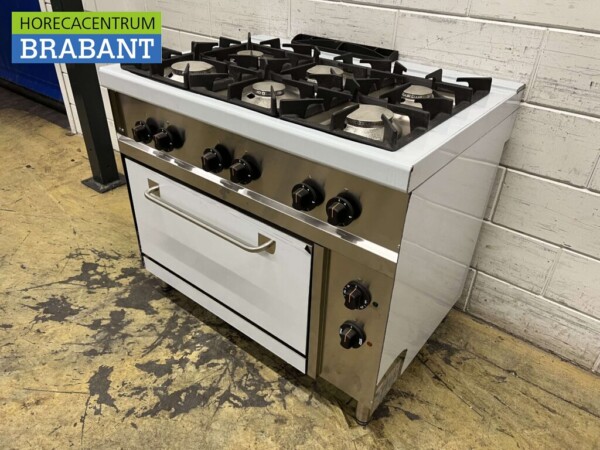 Plaque de cuisson à gaz Giga 6 feux en acier inoxydable avec four électrique 100 cm GAS/400V Horeca – Image 2