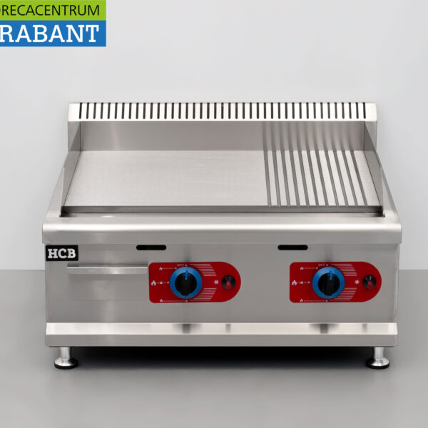 Planche à griller en acier inoxydable Plaque à griller 1/2 nervurée 65.5 cm PROPAAN Horeca