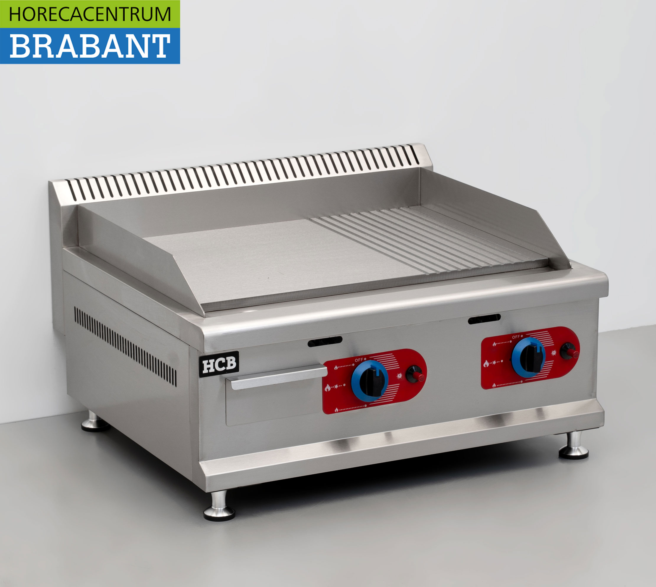 Plaque de gril en acier inoxydable HCB Plaque de gril 1/2 nervurée 65,5 cm PROPAAN Horeca – Image 3