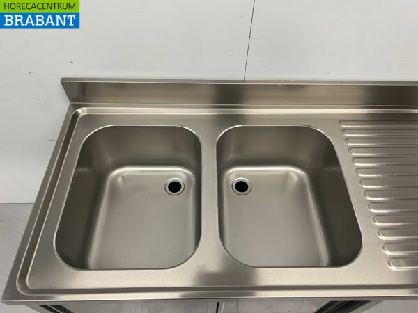HCB évier inox double évier Premium-line 2 portes coulissantes 160 cm Horeca – Image 4