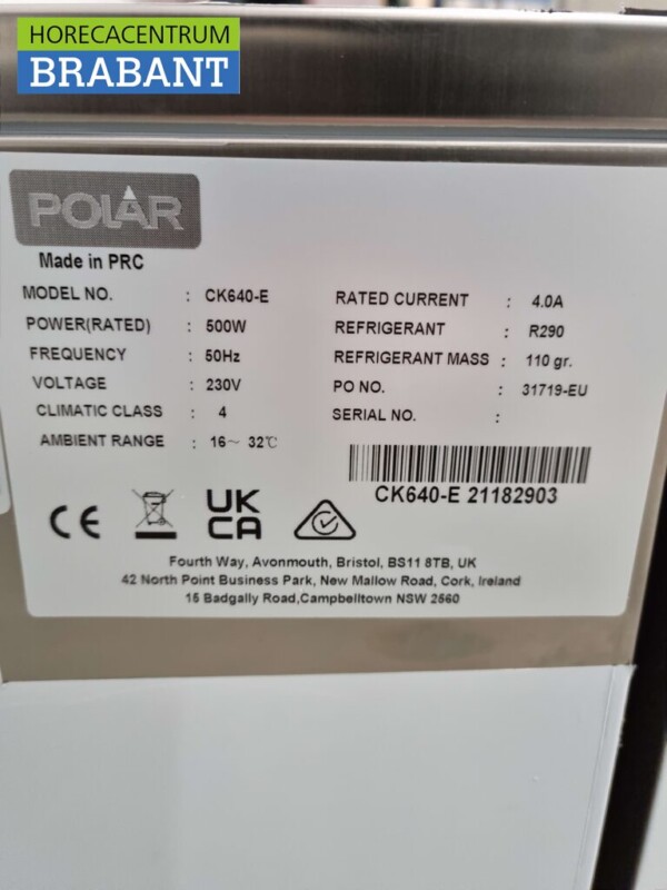 Polar CK640 Blastchiller en acier inoxydable Blastfreezer Glacière rapide 230V Horeca – Image 5