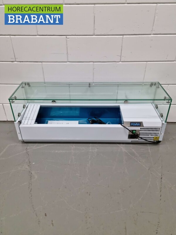 Acier inoxydable Polar G608 Vitrine de comptoir Réfrigérateur de comptoir saladière 5 x 1/4 GN 120 cm Horeca