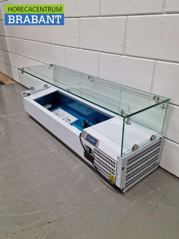 Acier inoxydable Polar G608 Vitrine de comptoir Réfrigérateur de comptoir saladière 5 x 1/4 GN 120 cm Horeca – Image 2