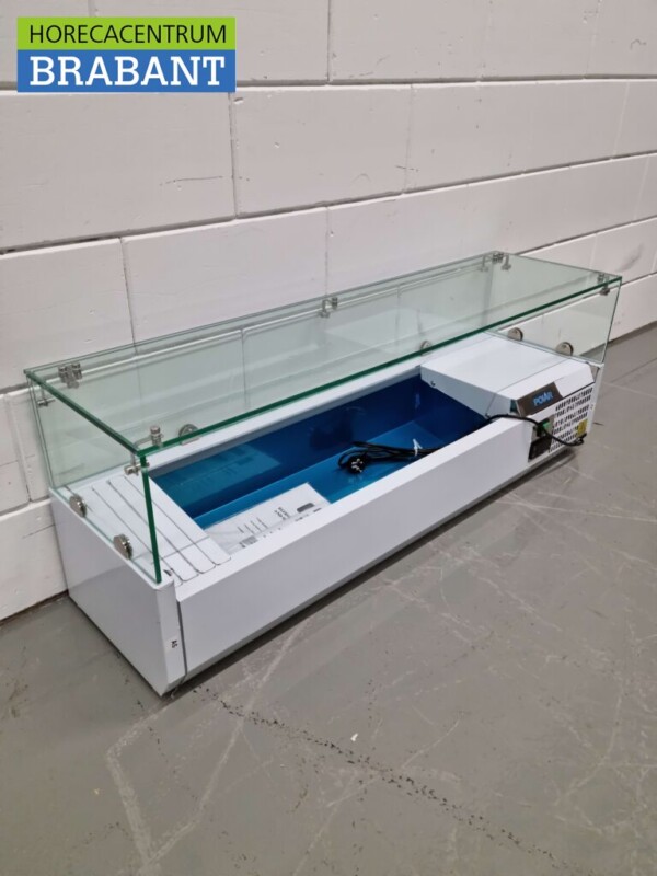 Acier inoxydable Polar G608 Vitrine de comptoir Réfrigérateur de comptoir saladière 5 x 1/4 GN 120 cm Horeca – Image 3