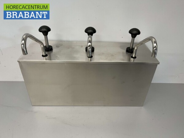 Barre à sauce en acier inoxydable 3 pompes à sauce doubles Distributeur de sauce 3 x 4 litres Horeca