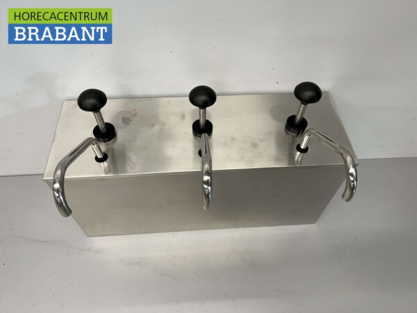 Barre à sauce en acier inoxydable 3 pompes à sauce doubles Distributeur de sauce 3 x 4 litres Horeca – Image 2