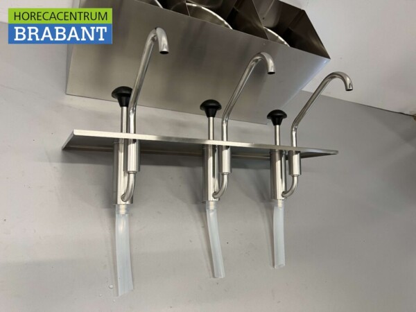 Barre à sauce en acier inoxydable 3 pompes à sauce doubles Distributeur de sauce 3 x 4 litres Horeca – Image 5