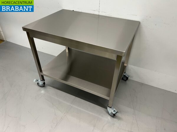 Table de travail mobile HCB en acier inoxydable sur roulettes 100 x 70 x 85 cm Restauration – Image 3