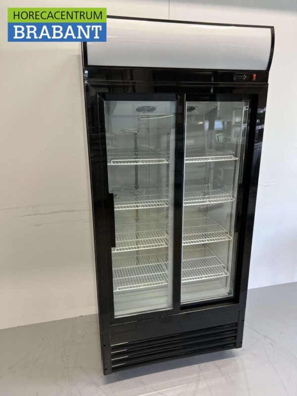 Réfrigérateur à double porte en verre Refroidisseur de boissons Portes coulissantes 630 litres 230V Horeca
