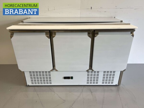 Saladette en acier inoxydable Comptoir réfrigéré 3 portes 1/1 GN 137 cm 230V Horeca