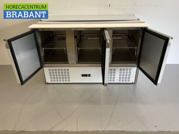Saladette en acier inoxydable Comptoir réfrigéré 3 portes 1/1 GN 137 cm 230V Horeca – Image 6