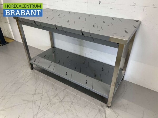 Table de travail en acier inoxydable Premium-line 140 x 60 x 85 cm Restauration – Image 2