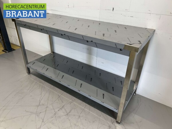 Table de travail en acier inoxydable Premium-line 160 x 60 x 85 cm Restauration – Image 2
