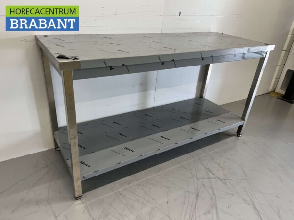 Table de travail en acier inoxydable Premium-line 160 x 60 x 85 cm Restauration – Image 3