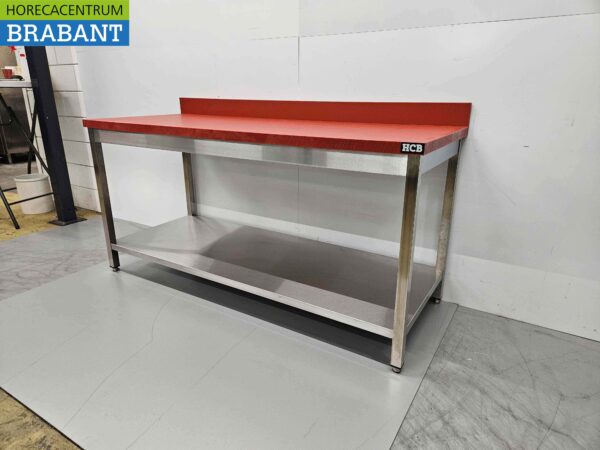 Acier inoxydable Polyéthylène PE Table de découpe Table de travail Premium-line 180 cm Restauration Boucherie – Image 2