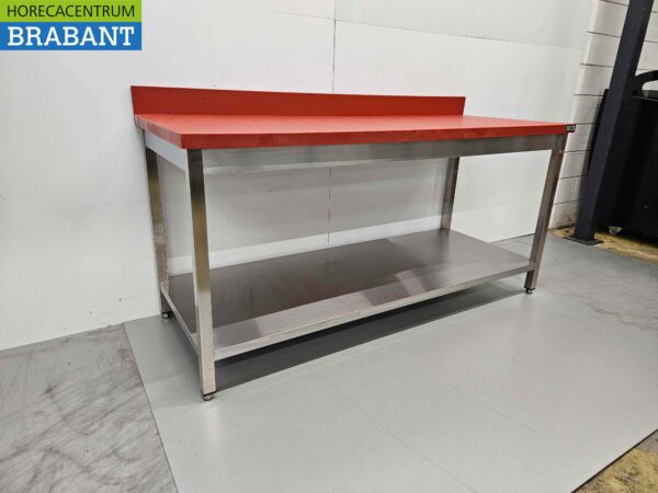 Acier inoxydable Polyéthylène PE Table de découpe Table de travail Premium-line 180 cm Restauration Boucherie – Image 3