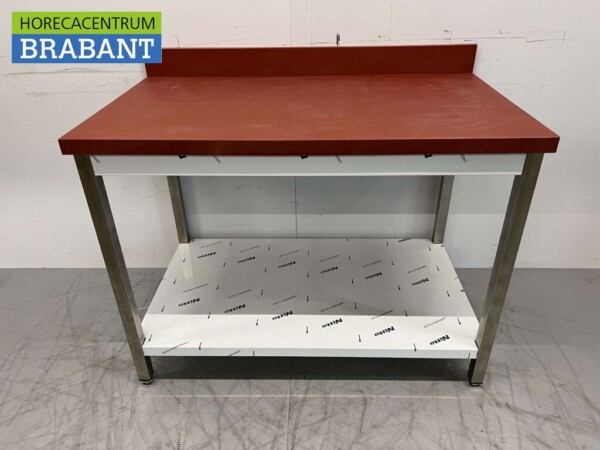 Acier inoxydable Polyéthylène PE Table de découpe Table de travail Premium-line 120 cm Restauration Boucherie