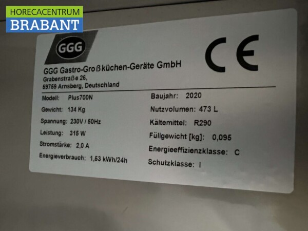 Réfrigérateur en acier inoxydable GGG Plus700N Réfrigérateur 589 litres 230V Horeca – Image 5