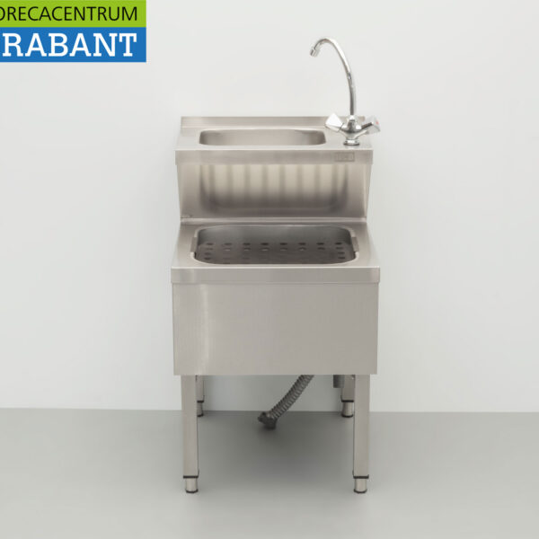 HCB Évier double en acier inoxydable Évier à bec verseur combi Robinet 50.5 cm Horeca