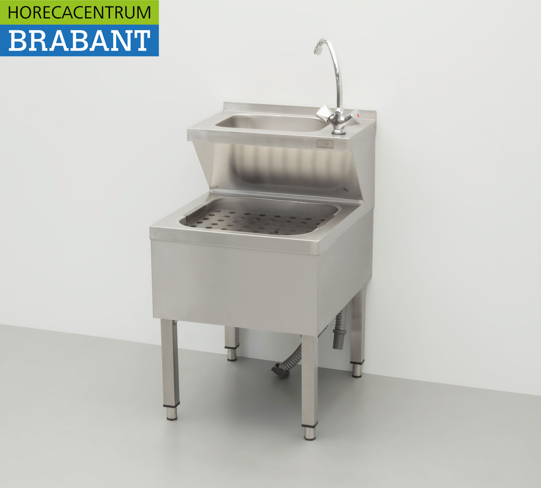 HCB Évier double en acier inoxydable Évier à bec verseur combi Robinet 50.5 cm Horeca – Image 2