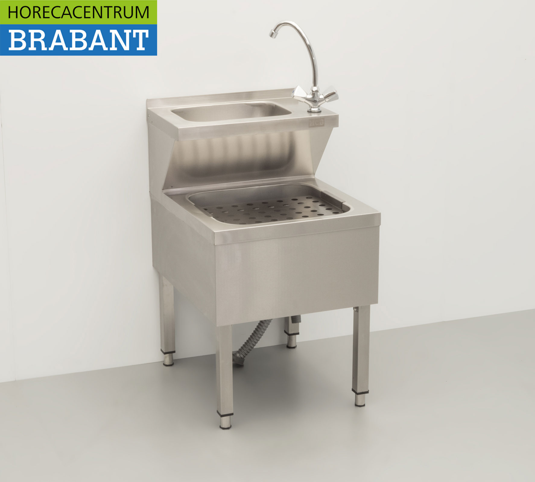 HCB Évier double en acier inoxydable Évier à bec verseur combi Robinet 50.5 cm Horeca – Image 3