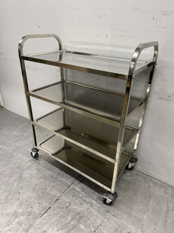 Chariot de service en acier inoxydable 4 étages 95 cm Horeca – Image 3