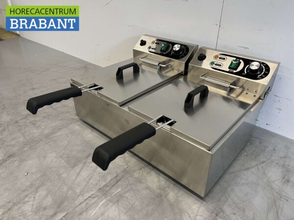 Friteuse double en acier inoxydable Friteuse 2 x 10 litres 2 x 230V Horeca – Image 2