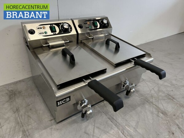 Friteuse double en acier inoxydable Friteuse Vanne de vidange 2 x 10 litres 2 x 230V Horeca – Image 3