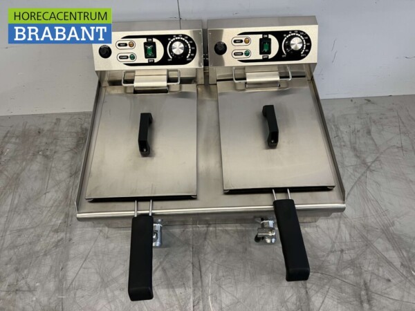Friteuse double en acier inoxydable Friteuse Vanne de vidange 2 x 10 litres 2 x 230V Horeca – Image 4