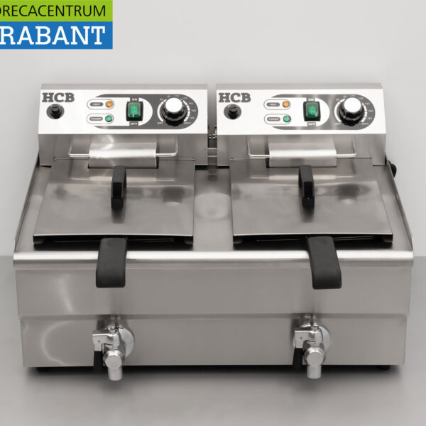 HCB Friteuse double en acier inoxydable Friteuse Robinet de vidange 2 x 12 litres 2 x 230V Horeca