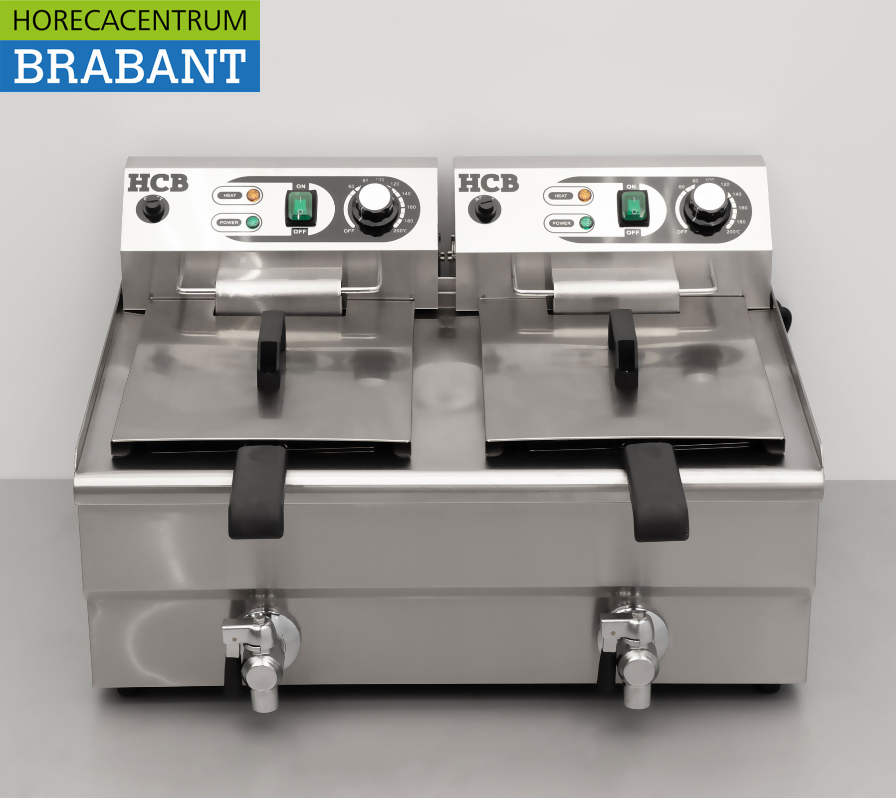 HCB Friteuse double en acier inoxydable Friteuse Robinet de vidange 2 x 12 litres 2 x 230V Horeca