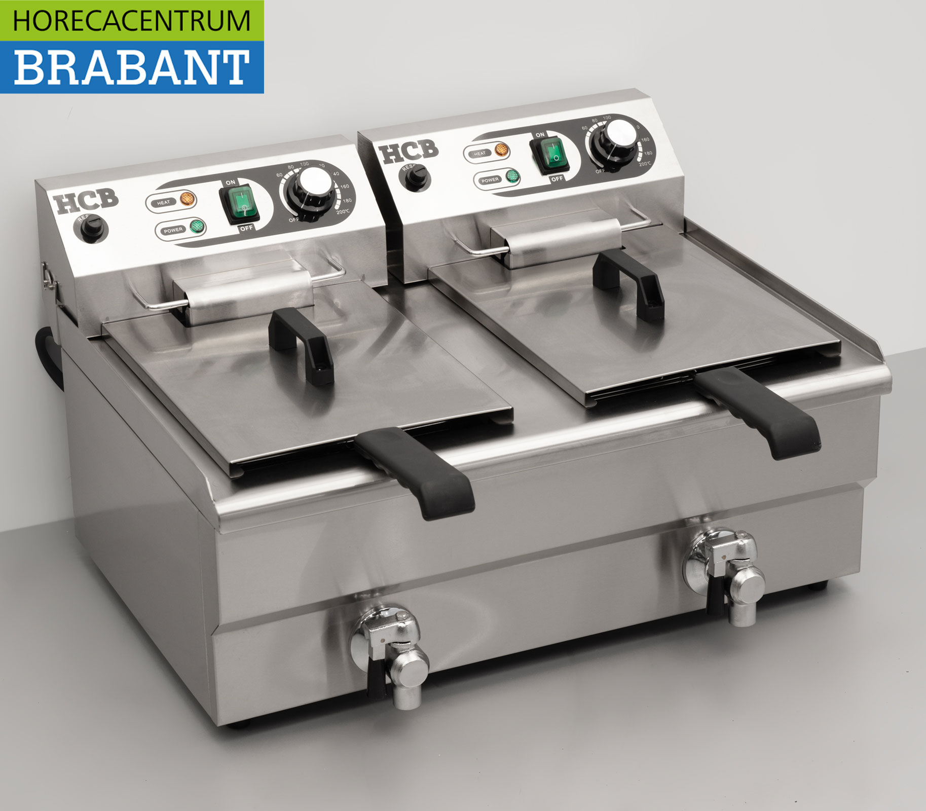 HCB Friteuse double en acier inoxydable Friteuse Robinet de vidange 2 x 12 litres 2 x 230V Horeca – Image 3