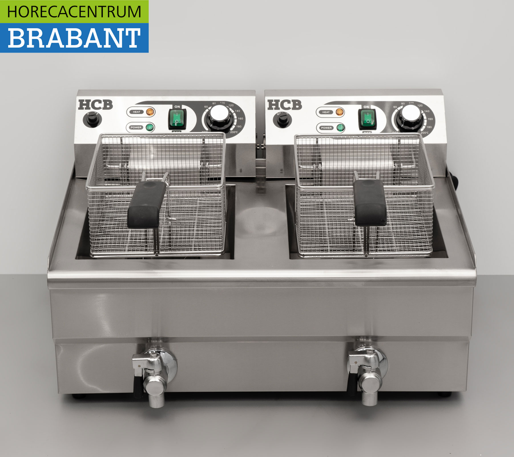 HCB Friteuse double en acier inoxydable Friteuse Robinet de vidange 2 x 12 litres 2 x 230V Horeca – Image 4