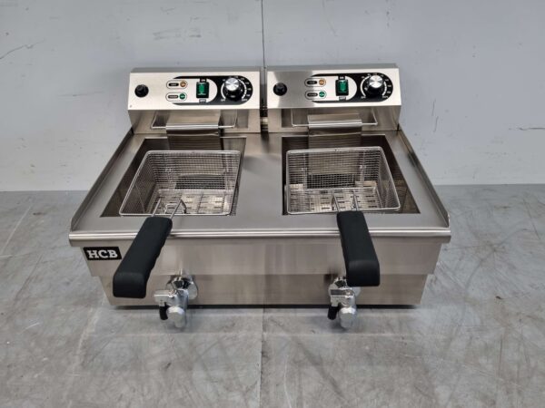 Friteuse double en acier inoxydable Friteuse Vanne de vidange 2 x 13 litres 2 x 230V Horeca – Image 4
