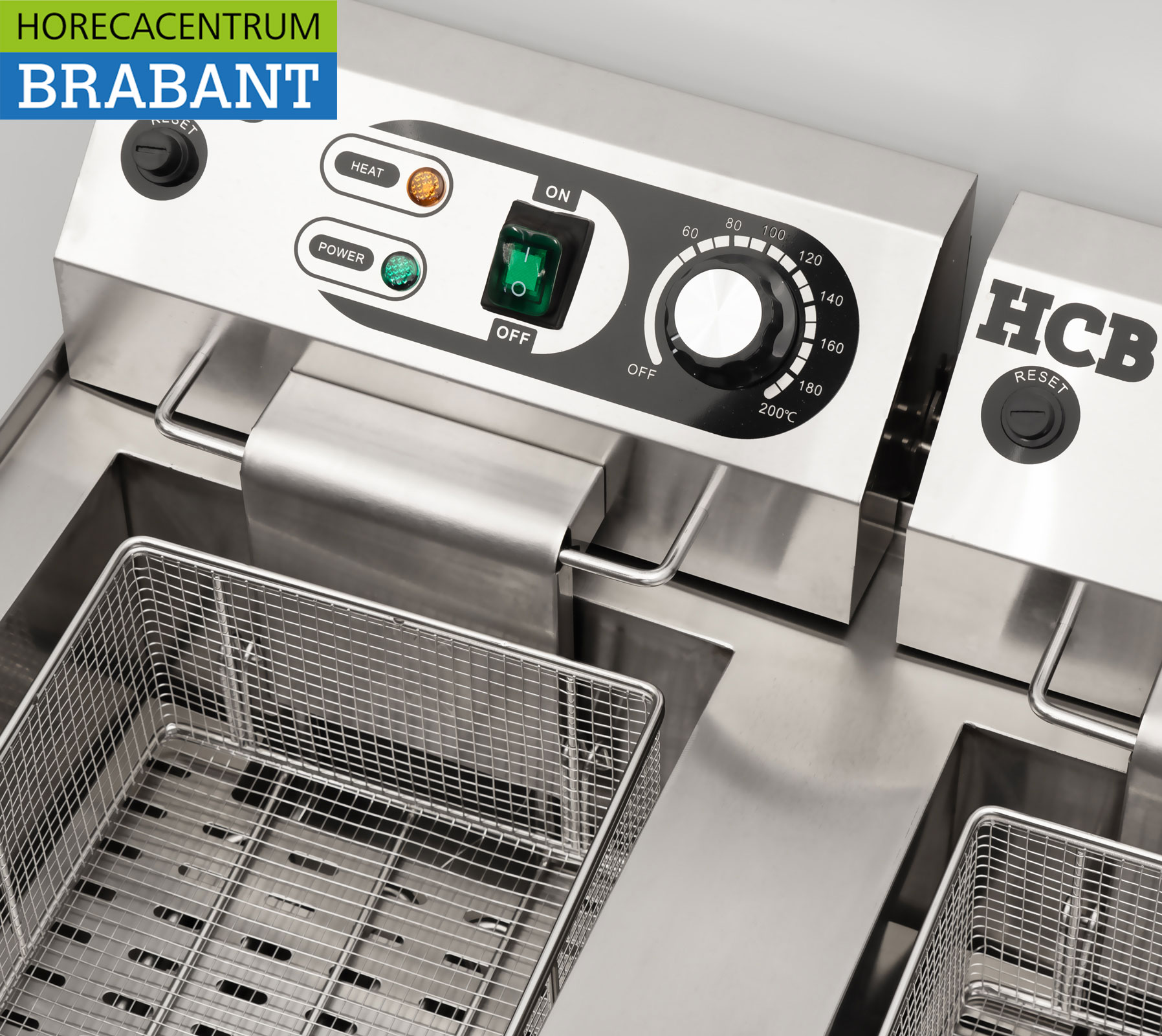 HCB Friteuse double en acier inoxydable Friteuse Robinet de vidange 2 x 12 litres 2 x 230V Horeca – Image 5